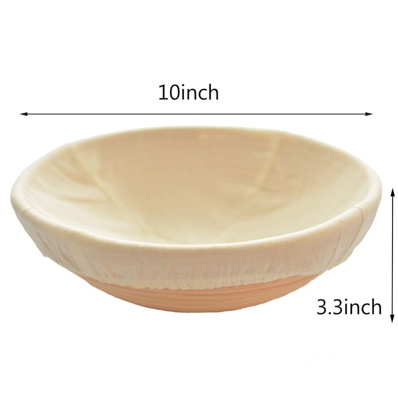 Forsun 1pcs 10" Round Banneton Brotform Bread Dough Proofing Rising Rattan Basket & Liner,Banneton Proofing Basket Set - for Home Bakers (Sourdough Recipe) & Bread Making - Image 2